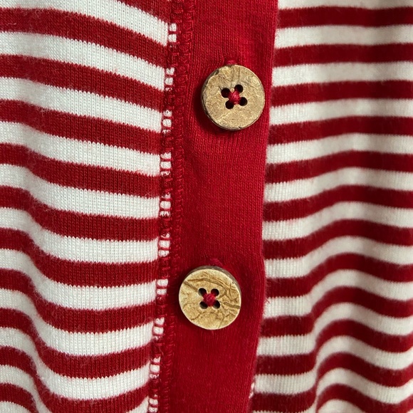 Burt’s Bees Baby Unisex Adult Holiday Pajama Romper Medium Red & White Striped - Picture 4 of 6